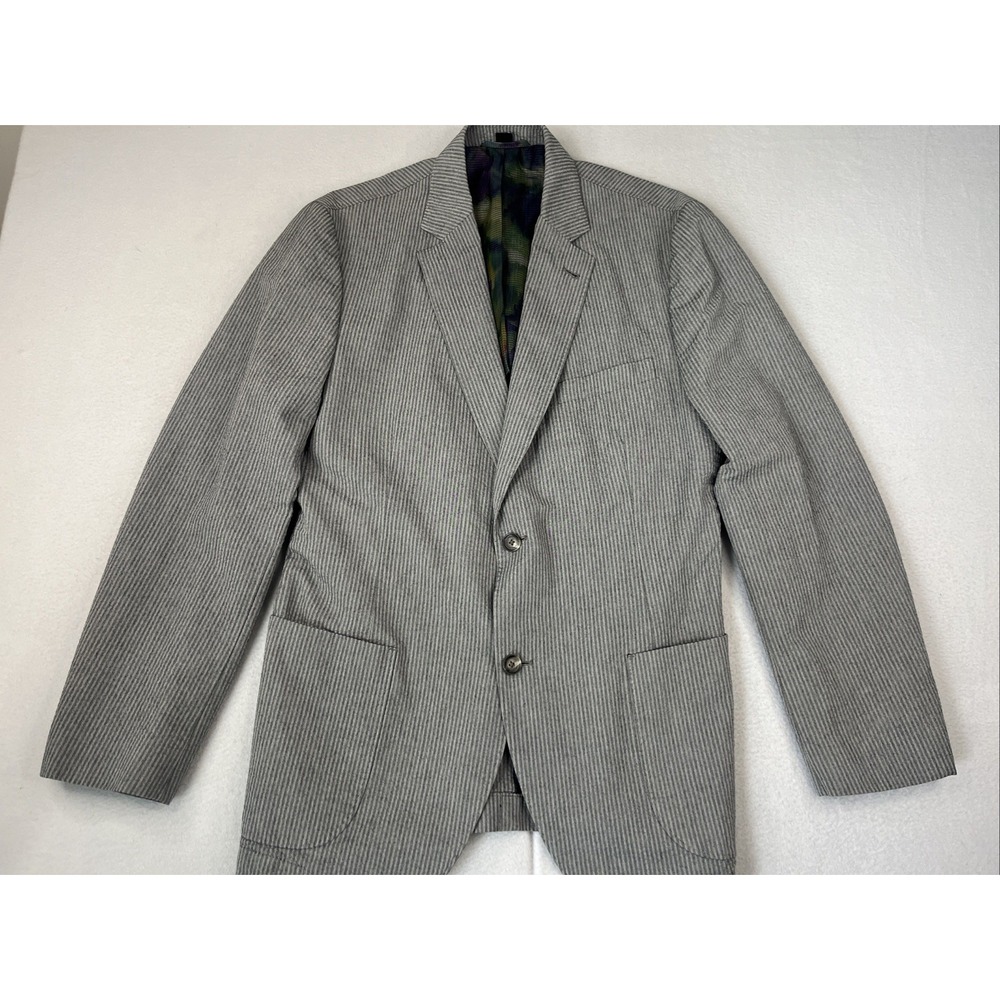 Kroon Blazer Mens 42R Gray Seersucker Cotton Bono 2 Wash Patch Pocket Sport Coat